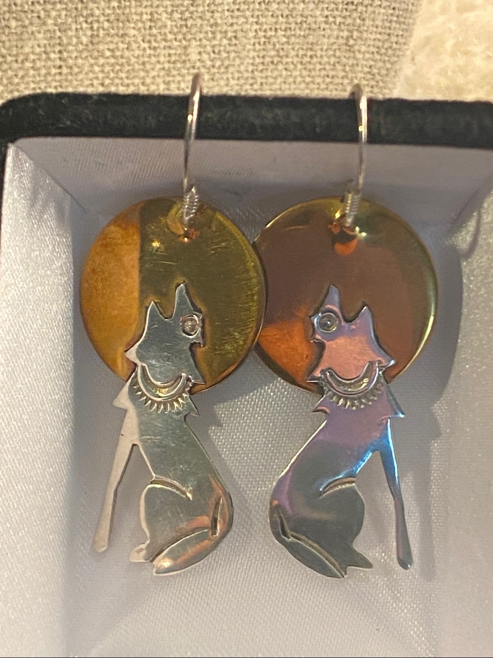 Handcrafted Southwestern Sterling Silver Howling Wolf Earrings 925